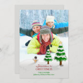 シーズングリーティングフォト雪だるまウィンターカード シーズンカード (正面/裏面)