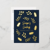 シーズングリーティングモダンシンプル植物学 箔シーズンポストカード (正面/裏面)