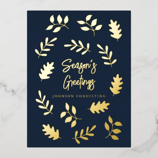 シーズングリーティングモダンシンプル植物学 箔シーズンポストカード (正面)