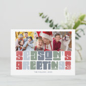 シーズングリーティングレトロフォトファミリークリスマス シーズンカード (スタンド正面)