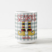 シーズングリーティング小妖精や小人シューズパーソナライズされた コーヒーマグカップ (中央)
