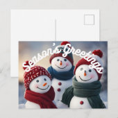シーズングリーティング笑顔雪だるまはがき シーズンポストカード (正面/裏面)