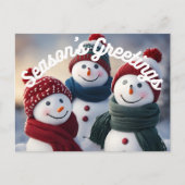 シーズングリーティング笑顔雪だるまはがき シーズンポストカード (正面)