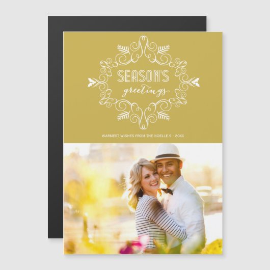 シーズングリーティング金ゴールドヴィンテージデコ観葉写真 (正面/裏面)