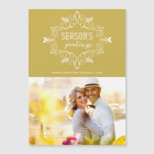 シーズングリーティング金ゴールドヴィンテージデコ観葉写真 (正面)