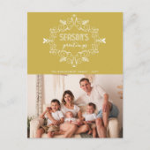 シーズングリーティング金ゴールドヴィンテージデコ観葉写真 シーズンポストカード (正面)