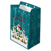 シーズングリーティング雪だるまフレンド | クリスマス ミディアムペーパーバッグ (裏面アングル)