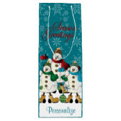 シーズングリーティング雪だるまフレンド|クリスマス ワインギフトバッグ (正面)