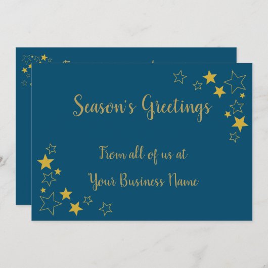 シーズングリーティング非宗教的ブルー金ゴールドカード シーズンカード (正面/裏面)