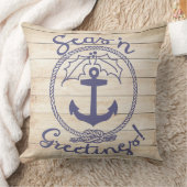 シーズングリーティング |コースタルウッド |休日 クッション (ブランケット)