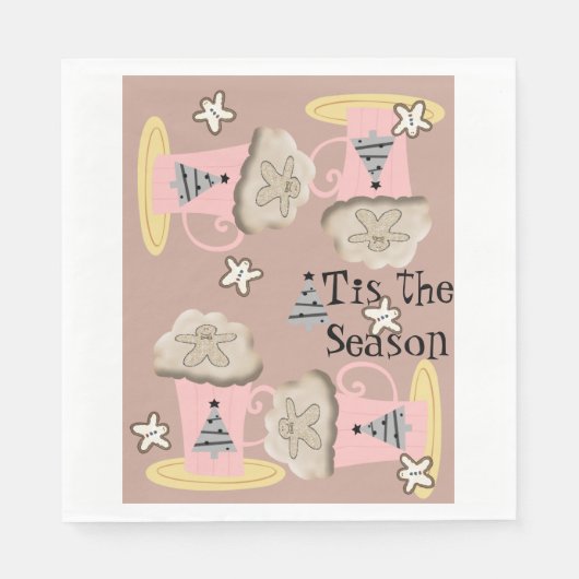 シーズンコーヒークリスマスサンタナプキンス スタンダードランチョンナプキン (正面)