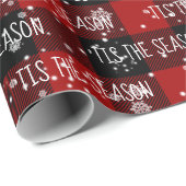 シーズンシーズンの文字と雪片 ラッピングペーパー (ロールコーナー)