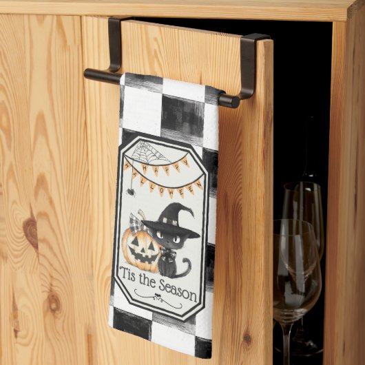 "シーズンシーズンチェッカーボードハッピーハローウィン キッチンタオル (三つ折り)