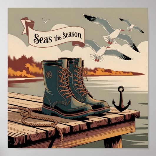シーズンシーズヴィンテージ海事旗アート ポスター (正面)