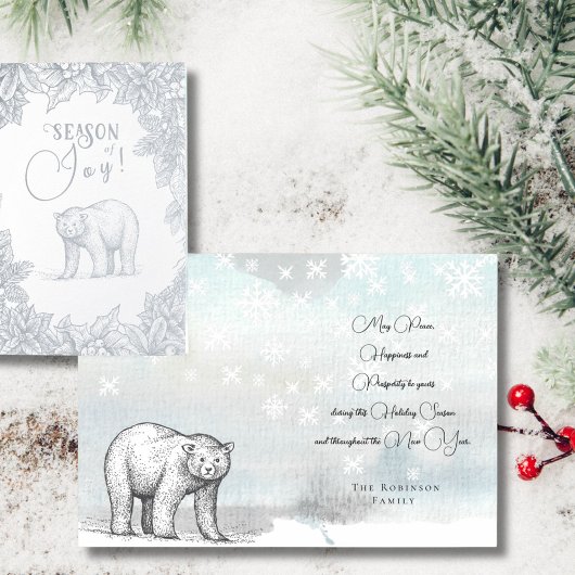 シーズンジョイフォレストベアクリスマスグリーティングシルバー 箔カード
