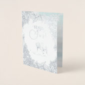 シーズンジョイフォレストベアクリスマスグリーティングシルバー 箔カード (正面)