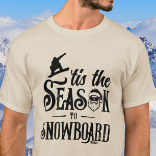 シーズンスノーボードサンタグラフィックメニュー Tシャツ