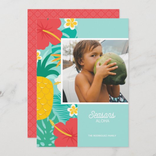 シーズンズアロハハワイアンクリスマスフォト シーズンカード (正面/裏面)
