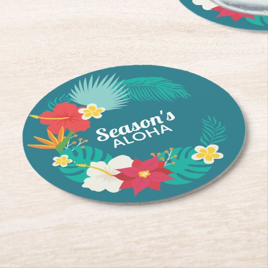 シーズンズアロハハワイアン ラウンドペーパーコースター (アングル)