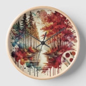 シーズンズウォール芸術的時計の時刻 壁時計 (正面)