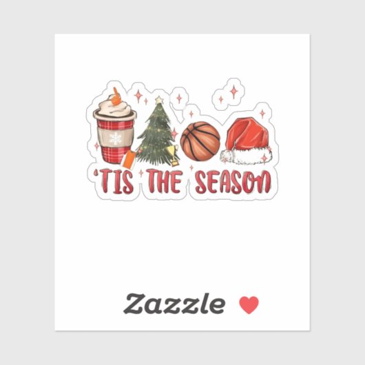 シーズンズクリスマスクリスマスバスケットボール シール (シート)