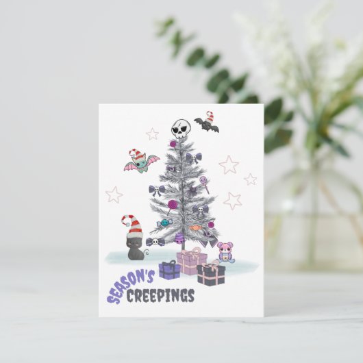 シーズンズクリープングキュートパステルゴシッククリスマスカード シーズンカード (スタンド正面)