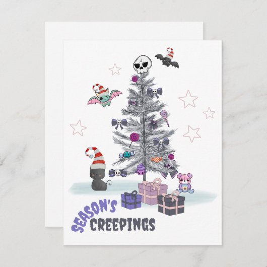 シーズンズクリープングキュートパステルゴシッククリスマスカード シーズンカード (正面/裏面)