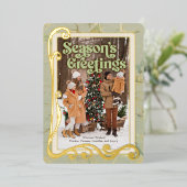 シーズンズグリーズセージ緑と金ゴールド 箔シーズンカード (立ち正面)