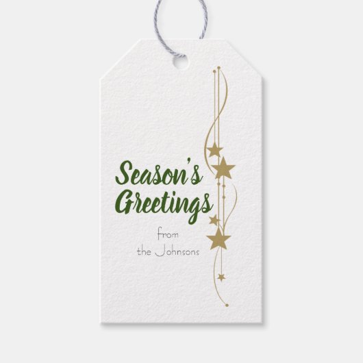 シーズンズグリーツクリスマスホリデー金ゴールドスター ギフトタグ (正面)