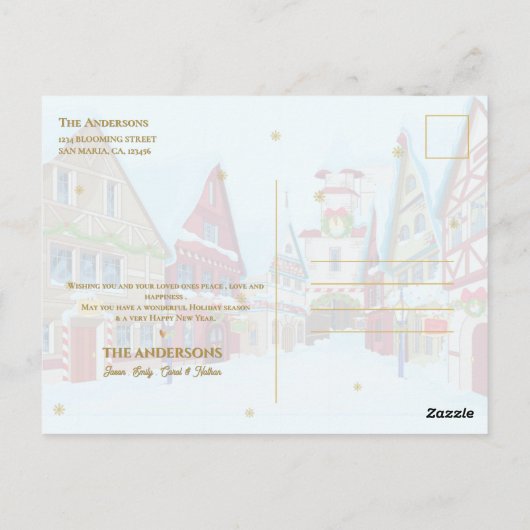 シーズンズグリーツスノーウィーヴィレッジファミリークリスマス ポストカード (裏面)