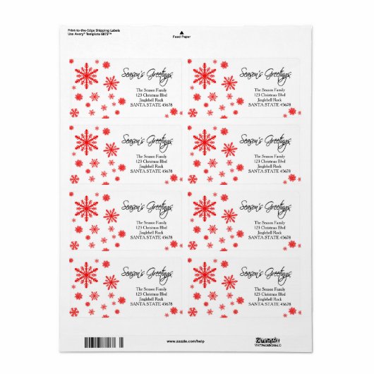シーズンズグリーツスノーフレークホリデイ住所 シール (フルシート)