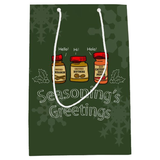 シーズンズグリーツホリデーおもしろいプン ミディアムペーパーバッグ (正面)