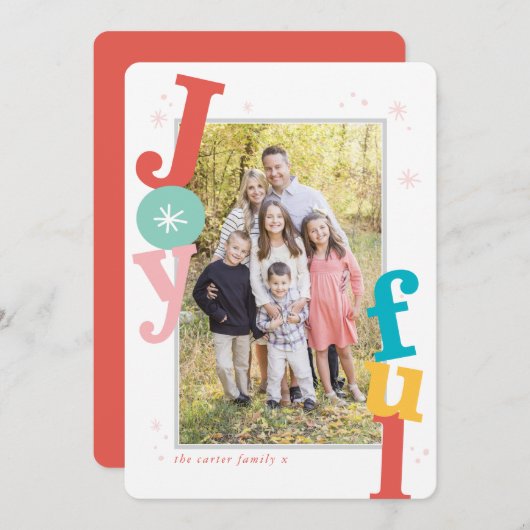 シーズンズグリーツホリデーの楽しいフレームタイポグラフィ シーズンカード (正面/裏面)