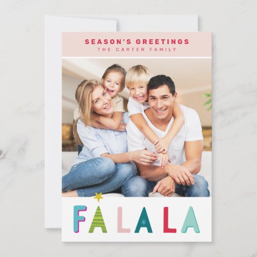 シーズンズグリーツホリデーファララタイポグラフィピンク シーズンカード (正面)