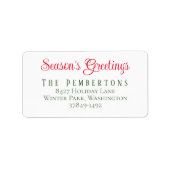 シーズンズグリーツホリデー差出人住所ラベル ラベル (正面)