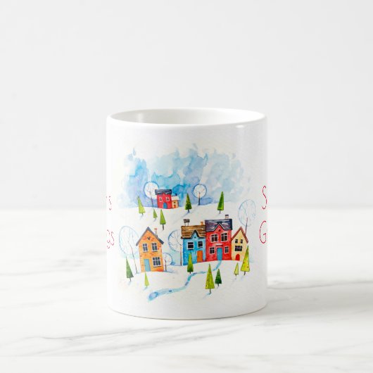 シーズンズグリーティングウォータカラー雪の郷 コーヒーマグカップ (中央)