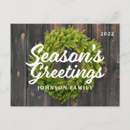 シーズンズグリーティングカントリー素朴パインリースウッド シーズンポストカード