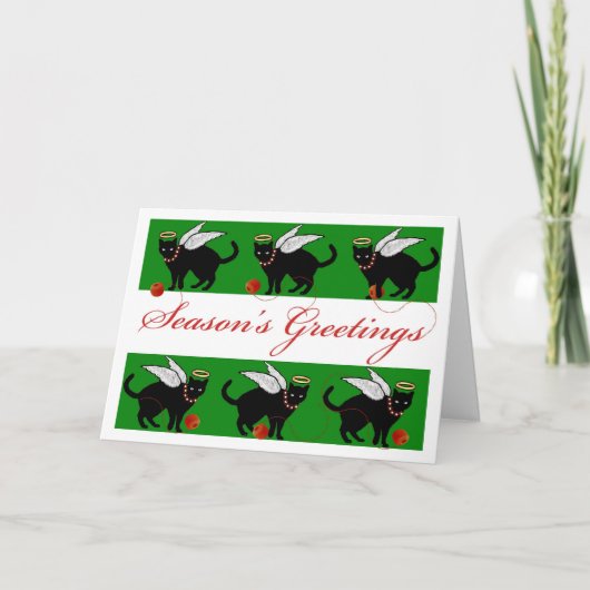 シーズンズグリーティングキャットエンジェル巻き糸 シーズンカード (正面)