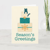 シーズンズグリーティングキャットギフトパイルホリデイ カード (正面)