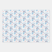 シーズンズグリーティングキュートブルー雪だるまレッドバード ラッピングペーパーシート (正面)