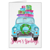 シーズンズグリーティングクラシックカーの水彩 (正面)