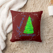 シーズンズグリーティングクリスマスツリーレッドホリデイ クッション (ブランケット)