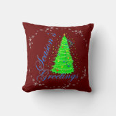 シーズンズグリーティングクリスマスツリーレッドホリデイ クッション (正面)