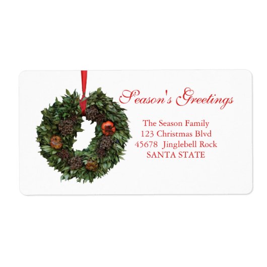 シーズンズグリーティングクリスマスリースホリデーラベル ラベル (正面)