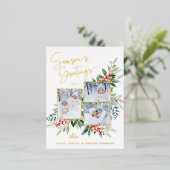 シーズンズグリーティングゴールドフォイルホリデーポストカード 箔シーズンポストカード (立ち正面)