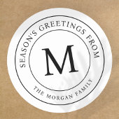 シーズンズグリーティングシンプルシックファミリーモノグラム ラウンドシール