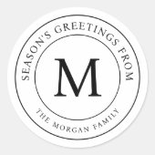 シーズンズグリーティングシンプルシックファミリーモノグラム ラウンドシール (正面)