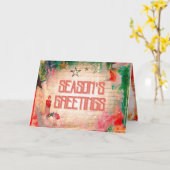 シーズンズグリーティングスグランジスタイルクリスマス カード (黄色い花)