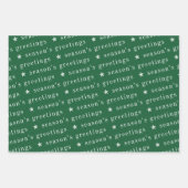 シーズンズグリーティングスターレッドグリーン金ゴールドクリスマス ラッピングペーパーシート (正面3)