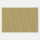 シーズンズグリーティングスターレッドグリーン金ゴールドクリスマス ラッピングペーパーシート (正面2)